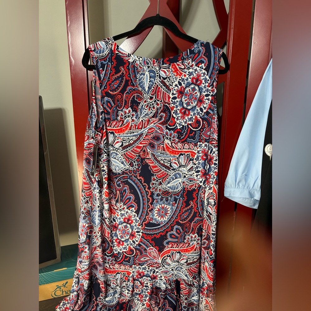 AGB Red and Blue Floral Midi Dress - Picture 3 of 5